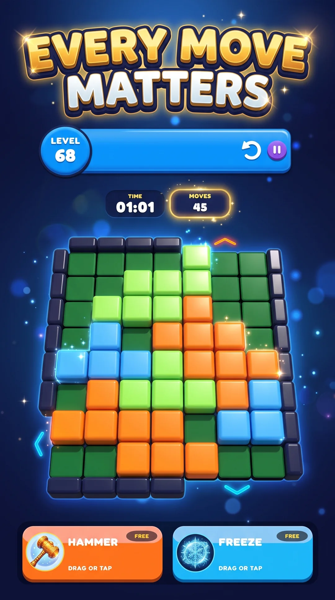 TileMove Oyun Ekranı ve Blok Mekaniği